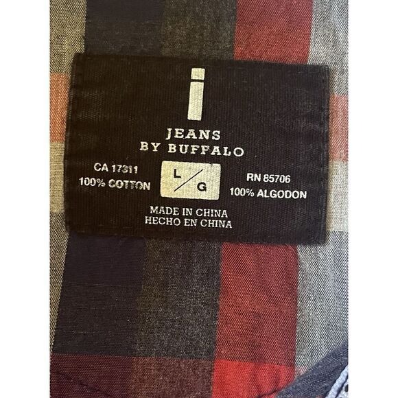 Buffalo Jeans Men’s Shirt L Cotton Red Plaid Long Sleeve Button Up Excellent Con - Picture 10 of 10